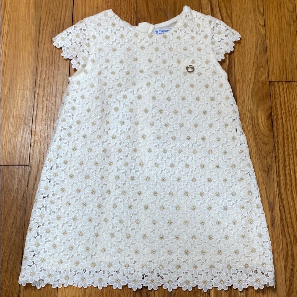 Mayoral Elegant White Floral Lace Dress